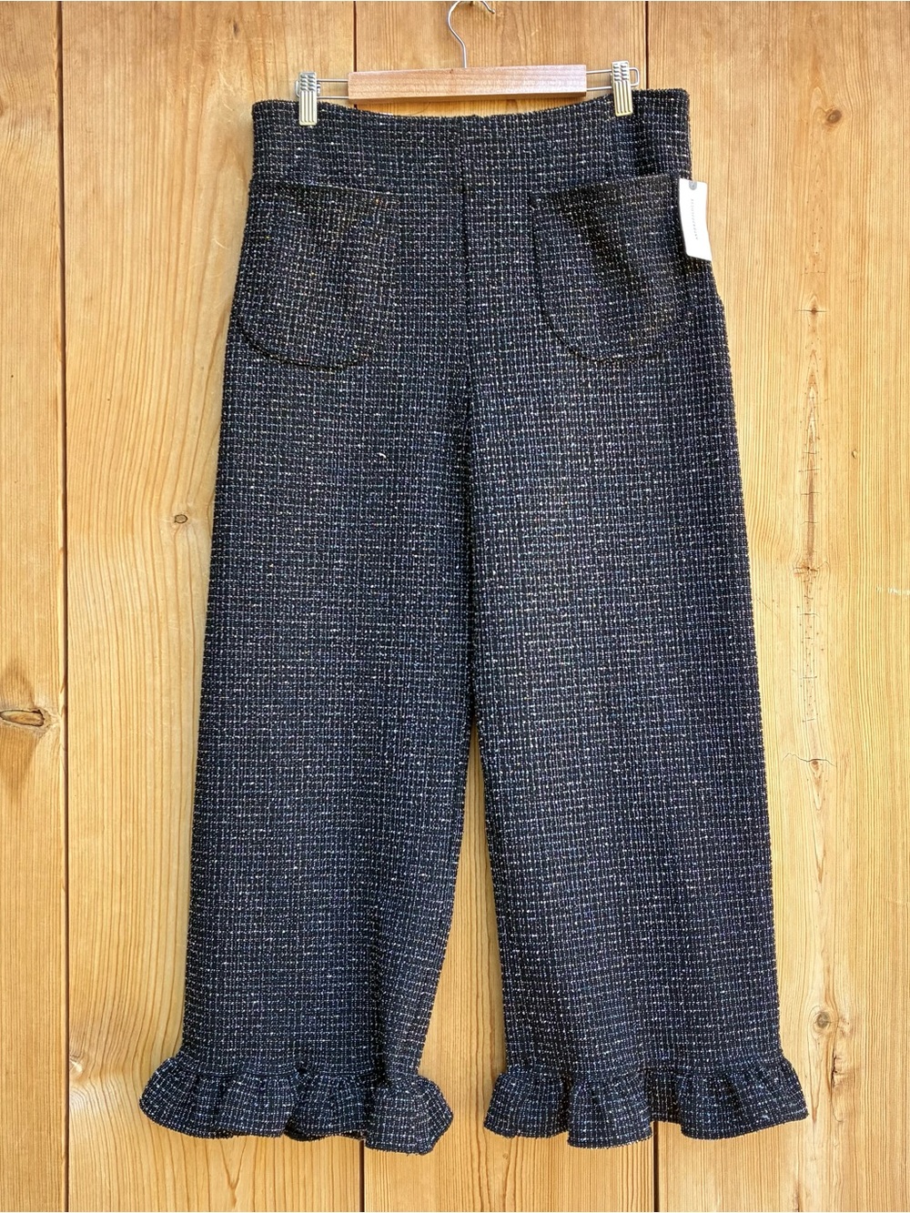 Maeve NWT The Colette Crop Tweed Ruffle-Hem Pants Sz 32 - Picture 5 of 12